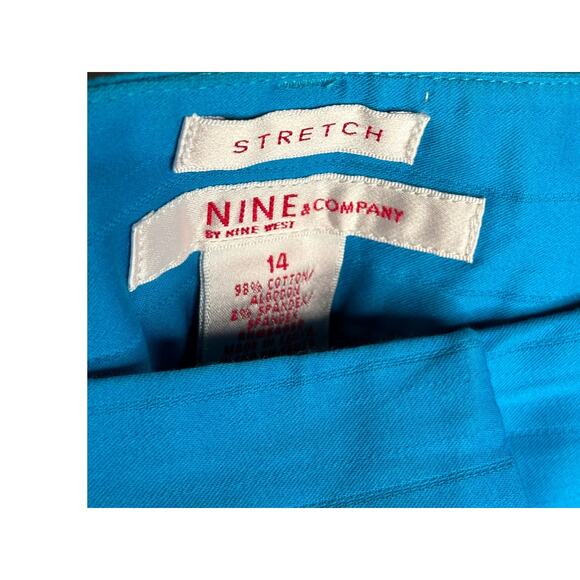 Nine & Company Pants Women 14 Blue Stretch Cropped Straight Leg Cotton & Spandex - Picture 4 of 7